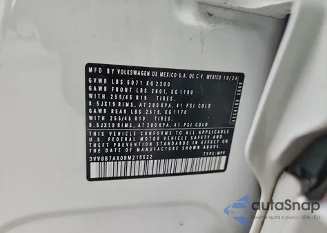 2024 Volkswagen Tiguan Se R-Line Black z USA, uszkodzony, nr VIN 3VV8B7AX0RM215522